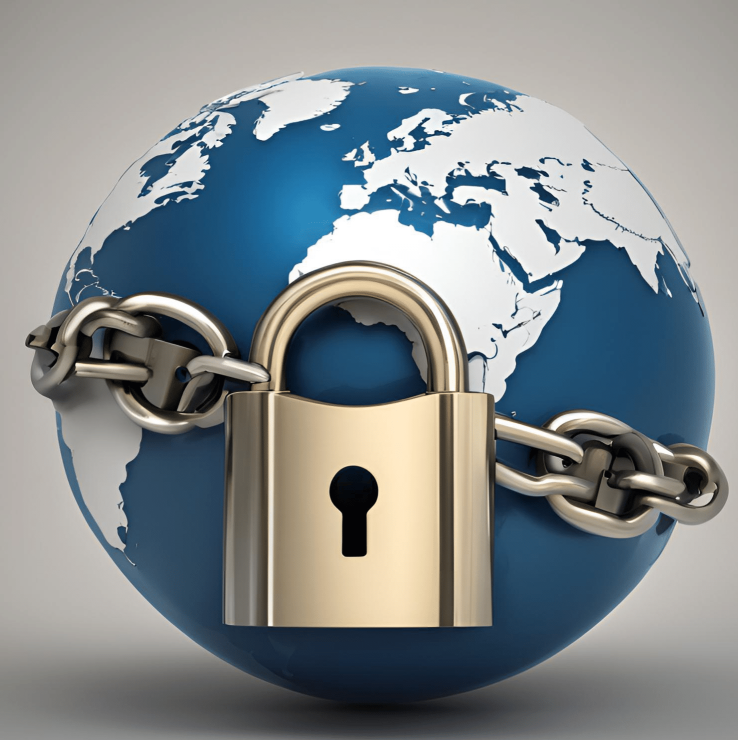 padlock on world globe